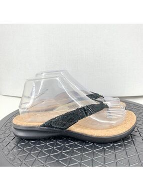 Revere Women 37 Size 7 Sandals Thong Flip Flops Shoe Slip On Black Adjust Napoli